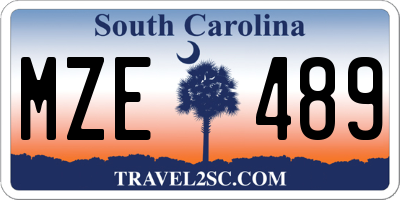 SC license plate MZE489