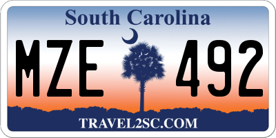 SC license plate MZE492