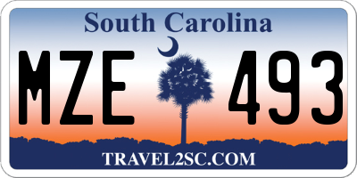 SC license plate MZE493