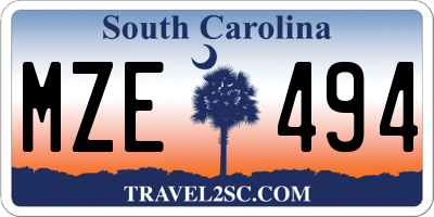 SC license plate MZE494