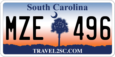 SC license plate MZE496