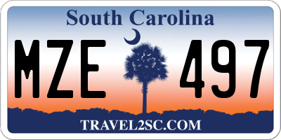 SC license plate MZE497