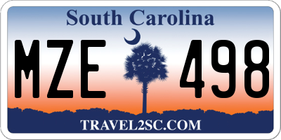 SC license plate MZE498