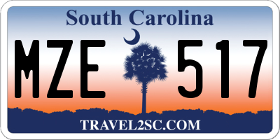 SC license plate MZE517