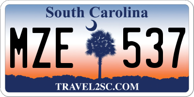 SC license plate MZE537