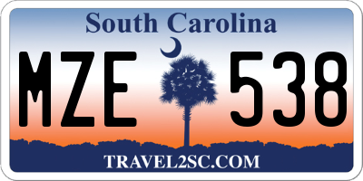 SC license plate MZE538