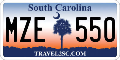 SC license plate MZE550