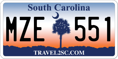 SC license plate MZE551