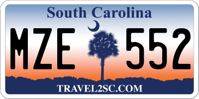 SC license plate MZE552
