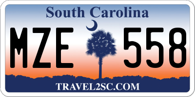 SC license plate MZE558