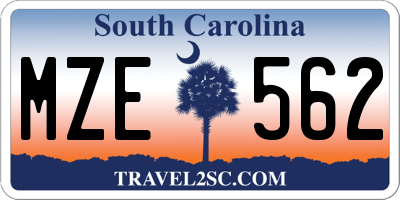 SC license plate MZE562