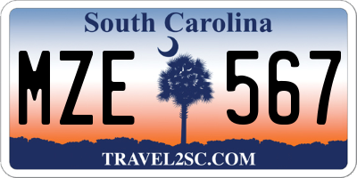 SC license plate MZE567