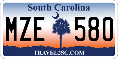 SC license plate MZE580