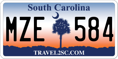 SC license plate MZE584