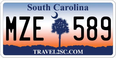 SC license plate MZE589