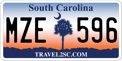 SC license plate MZE596