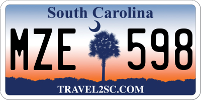 SC license plate MZE598