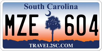 SC license plate MZE604