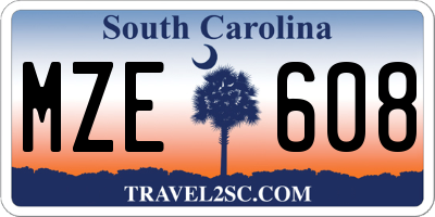 SC license plate MZE608