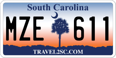 SC license plate MZE611