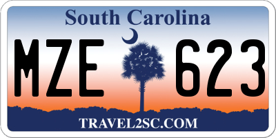 SC license plate MZE623
