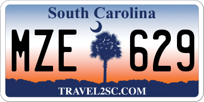 SC license plate MZE629