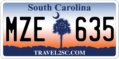 SC license plate MZE635