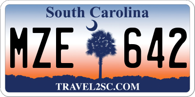 SC license plate MZE642
