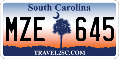 SC license plate MZE645