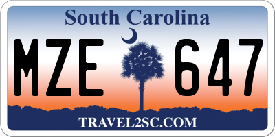 SC license plate MZE647