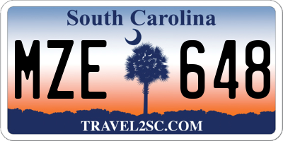SC license plate MZE648