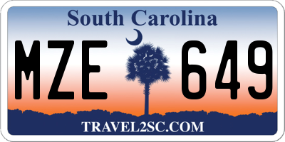 SC license plate MZE649