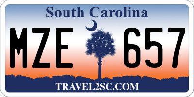 SC license plate MZE657