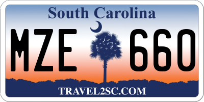 SC license plate MZE660