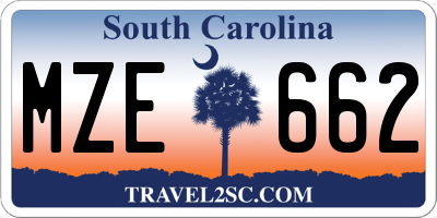 SC license plate MZE662