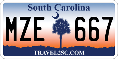 SC license plate MZE667
