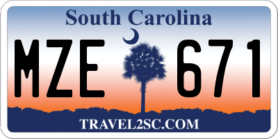 SC license plate MZE671