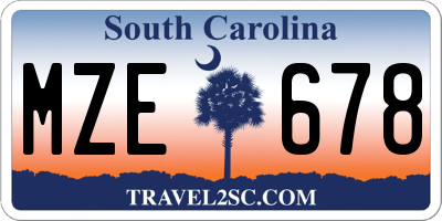 SC license plate MZE678