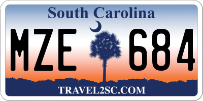 SC license plate MZE684