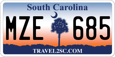 SC license plate MZE685