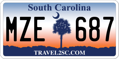 SC license plate MZE687