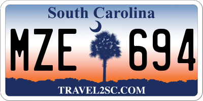 SC license plate MZE694