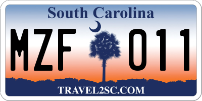 SC license plate MZF011