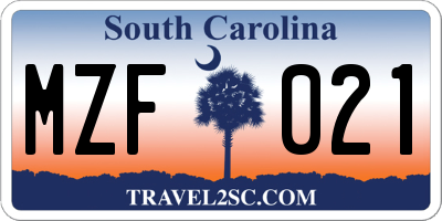 SC license plate MZF021