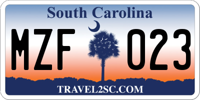 SC license plate MZF023