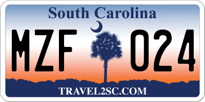 SC license plate MZF024