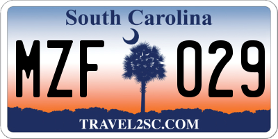 SC license plate MZF029