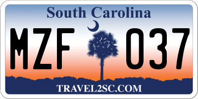 SC license plate MZF037