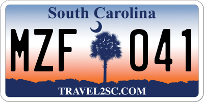 SC license plate MZF041