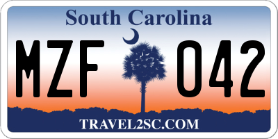 SC license plate MZF042